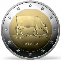 2 Euro Coin / Latvian Brown Cow