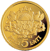 Pasaules mazākās zelta monētas. Pieclatnieks